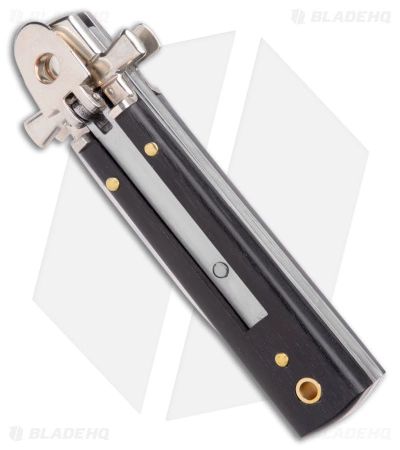 AGA Campolin AGA 6" Lever Lock Automatic Italian Knife Ebony W/Cross Bolsters (2.5" Polish) - Image 2