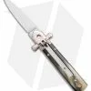 AGA Campolin AGA 6" Lever Lock Automatic Italian Knife Horn W/Cross Bolsters (2.5" Satin)