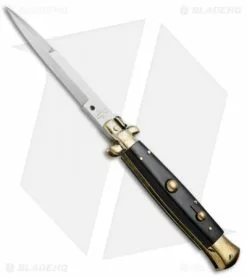 AGA Campolin 10" Italian Stiletto Picklock Automatic Brass/Ebony (4.5" Bayonet)