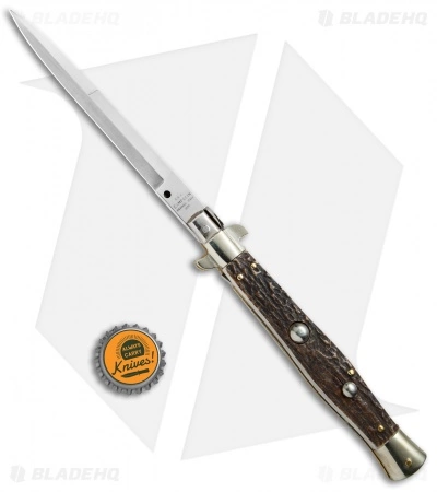 AGA Campolin 11" Picklock Automatic Italian Stiletto Stag Horn (5"Satin) 2018 - Image 5