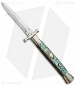 AGA Campolin 13" Bat Swinguard Diamond Automatic Knife Abalone (5.75" Dagger)