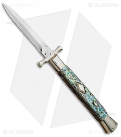 AGA Campolin 13" Bat Swinguard Diamond Automatic Knife Abalone (5.75" Dagger)