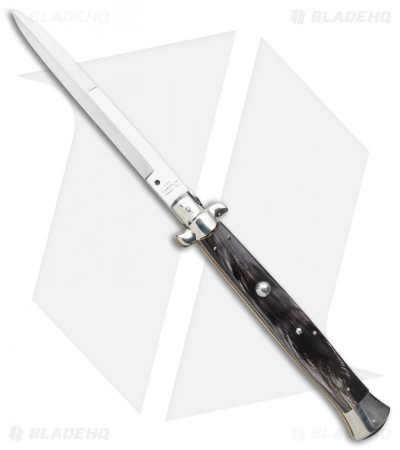 AGA Campolin 18" Italian Stiletto Knife Dark Horn (8" Satin Bayonet)