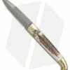 AGA Campolin Brass Lever Lock Automatic Knife Stag Horn (3.75" Damascus)