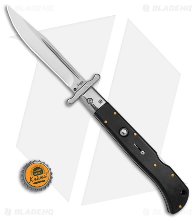 Italian Style 11" Roma Drop Point Automatic Swinguard Ebony (4.6" Polished) - Image 4