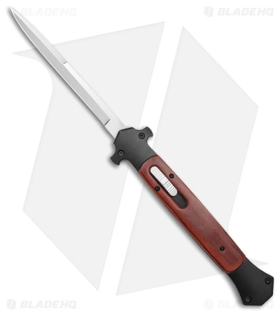 Mago Double Action Italian Stiletto Auto OTF Knife Wood (5.75" Satin)