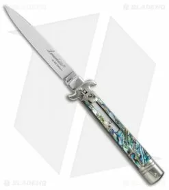 AKC Leverletto 9" Automatic Italian Stiletto Abalone (4" Satin Flat)