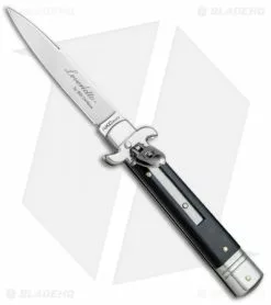 AKC Leverletto 7.5" Lever Lock Automatic Italian Knife Ebony (3.2" Satin)