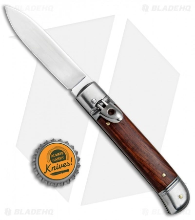 SKM Classic 8" Lever Lock Automatic Italian Knife Cocobolo (3.2" Polish Flat) - Image 4