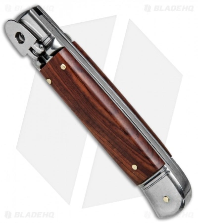 SKM Classic 8" Lever Lock Automatic Italian Knife Cocobolo (3.2" Polish Flat) - Image 2
