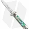 AKC Leverletto 7.75" Automatic Italian Stiletto Abalone (3.25" Satin Flat)