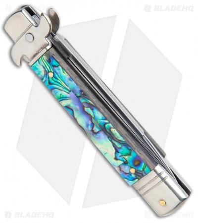 AKC Leverletto 7.75" Automatic Italian Stiletto Abalone (3.25" Satin Flat) - Image 3
