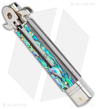 AKC Leverletto 7.75" Automatic Italian Stiletto Abalone (3.25" Satin Flat) - Image 2