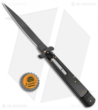 AKC Leverletto 9" Lever Lock Automatic Italian Knife Black (4" Black Flat) - Image 4