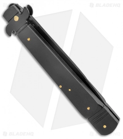 AKC Leverletto 9" Lever Lock Automatic Italian Knife Black (4" Black Flat) - Image 3