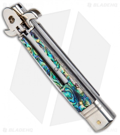 AKC Leverletto 7.75" Automatic Italian Stiletto Abalone (3.25" Satin Bayo) - Image 2