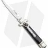 AKC Leverletto 7.75" Lever Lock Auto Italian Knife Dark Horn (3.25" Satin Bayo)