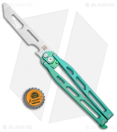 Artisan Cutlery Kinetic-Tool Automatic Butterfly Tool Green Ti (4" Satin) - Image 4