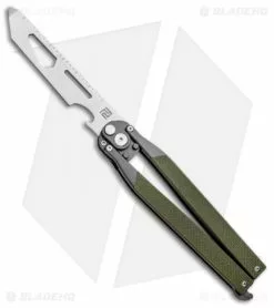 Artisan Cutlery Kinetic-Tool Automatic Butterfly Tool OD Green G-10 (4" Satin)