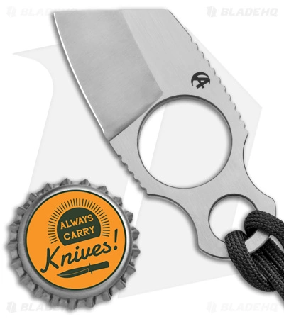 B'yond EDC Asymmetrical Micro Santoku Fixed Blade Knife Gray Fob (1.5" Satin) - Image 5