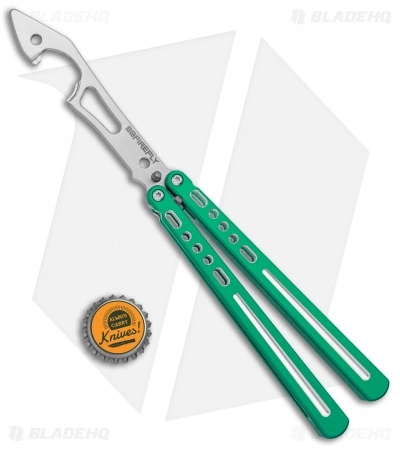 BBbarfly BBFireFly Knife Style Bottle Opener Balisong Green (4.25" Satin) - Image 4