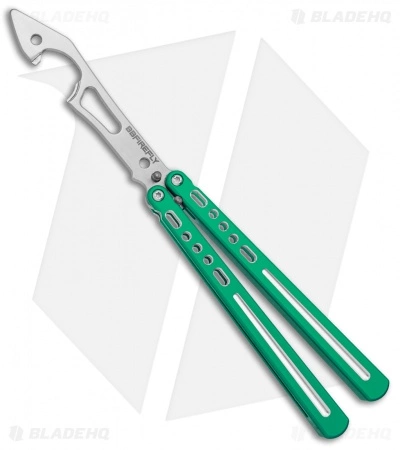 BBbarfly BBFireFly Knife Style Bottle Opener Balisong Green (4.25" Satin)