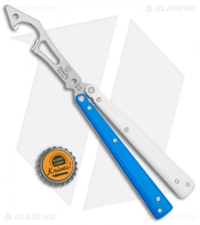 BB Barfly Pro V3 Blue/White BHQ Edition Knife Style Bottle Opener Butterfly - Image 6