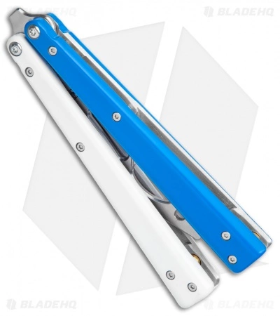 BB Barfly Pro V3 Blue/White BHQ Edition Knife Style Bottle Opener Butterfly - Image 2