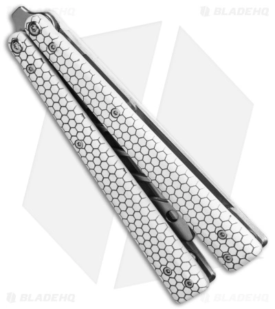 BB Barfly Pro V3 Laser Etched Edition Butterfly Knife White - Image 3