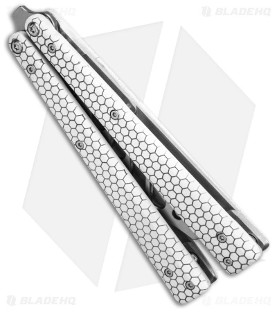 BB Barfly Pro V3 Laser Etched Edition Butterfly Knife White - Image 2