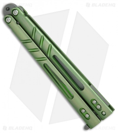 BRS ALT Alpha Beast Infinity Balisong Butterfly Knife Green Ti (4.5" Stonewash) - Image 3