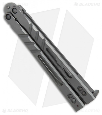 BRS Alpha Beast Bowie Balisong Butterfly Knife Titanium (4.5" Stonewash) - Image 2