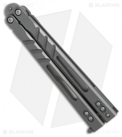 BRS Alpha Beast Bowie Balisong Butterfly Knife Titanium (4.5" Stonewash) - Image 3