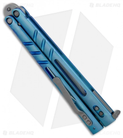 BRS Alpha Beast Infinity Balisong Butterfly Knife Titanium Blue (4.5" SW) - Image 3