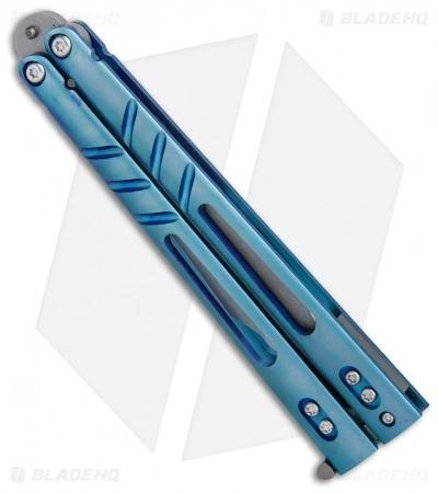 BRS Alpha Beast Infinity Balisong Butterfly Knife Titanium Blue (4.5" SW) - Image 2