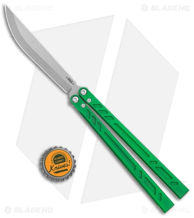 BRS Barebones Balisong Butterfly Knife Green Aluminum Channel (4.5" SW) - Image 4
