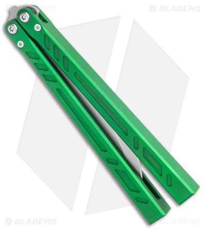BRS Barebones Balisong Butterfly Knife Green Aluminum Channel (4.5" SW) - Image 2