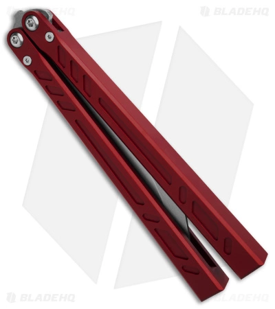 BRS Barebones Balisong Butterfly Knife Red Aluminum Channel (4.5" SW) - Image 3