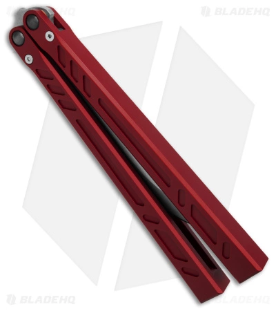 BRS Barebones Balisong Butterfly Knife Red Aluminum Channel (4.5" SW) - Image 2