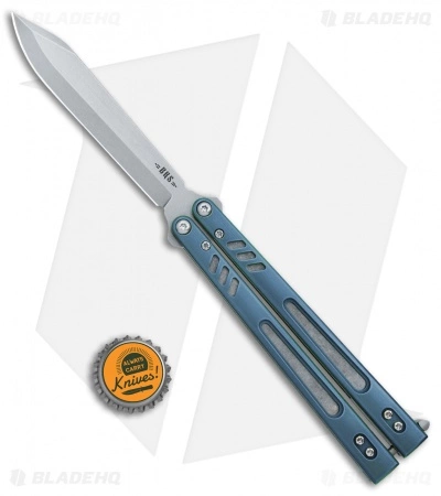 BRS Hybrid Replicant Alt Balisong Butterfly Knife Blue Titanium (4.6" SW) - Image 4