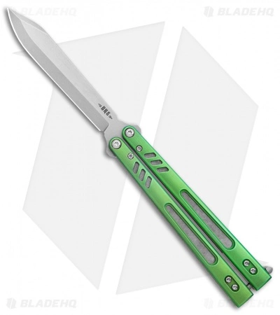 BRS Hybrid Replicant Alt Balisong Butterfly Knife Green Titanium (4.6" SW)