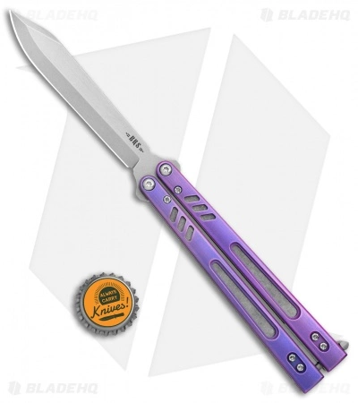 BRS Hybrid Replicant Alt Balisong Butterfly Knife Purple Titanium (4.6" SW) - Image 4