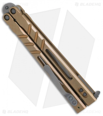 BRS Premium ALT Alpha Beast Balisong Butterfly Knife Bronze Ti (4.5" Stonewash) - Image 2