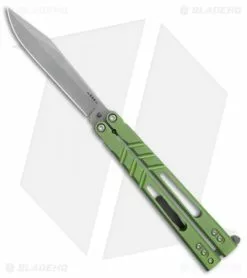 BRS Premium ALT Alpha Beast Balisong Butterfly Knife Green Ti (4.5" Stonewash)