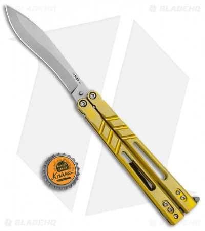 BRS Premium Alpha Beast Balisong Butterfly Knife Gold Ti Kukri (4.5") - Image 4