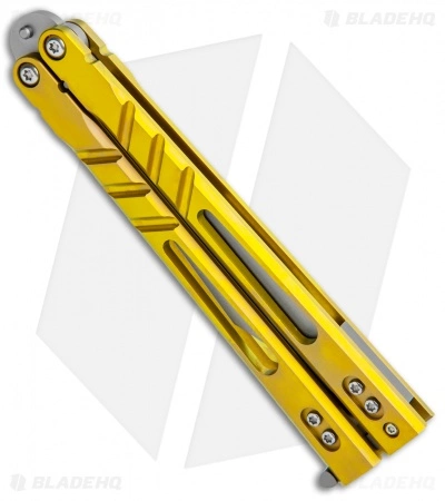 BRS Premium Alpha Beast Balisong Butterfly Knife Gold Ti Kukri (4.5") - Image 2