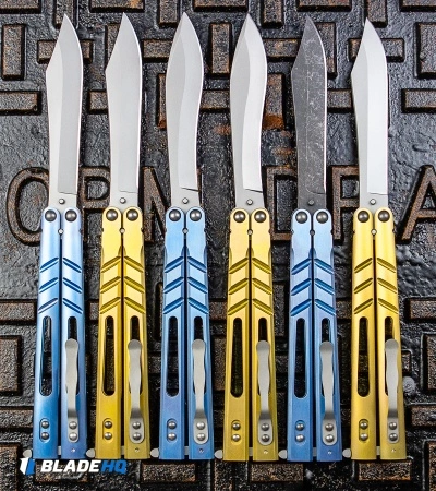 BRS Alpha Beast Infinity Balisong Butterfly Knife Titanium Blue (4.5" SW) - Image 5
