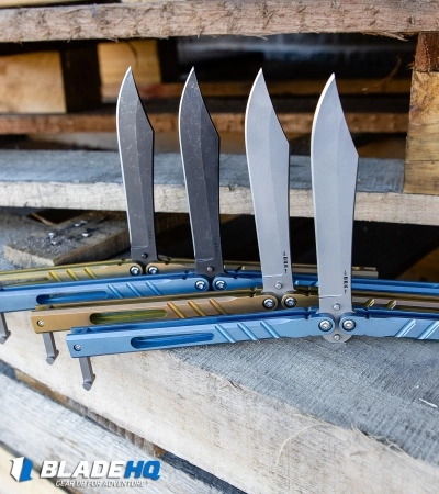 BRS Premium Channel Alpha Beast Balisong Butterfly Knife Blue Ti (4.5") CHAB - Image 5