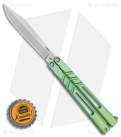 BRS Premium Channel Alpha Beast Balisong Butterfly Knife Green Ti (4.5") CHAB - Image 4