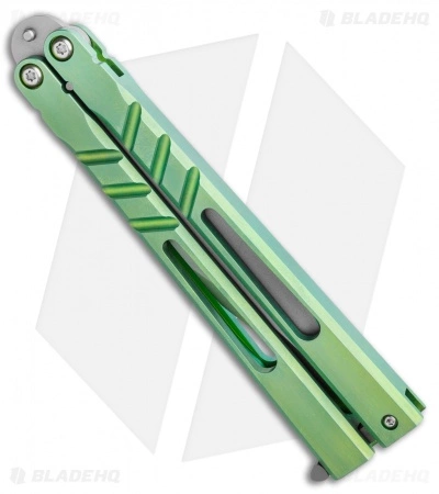 BRS Premium Channel Alpha Beast Balisong Butterfly Knife Green Ti (4.5") CHAB - Image 2